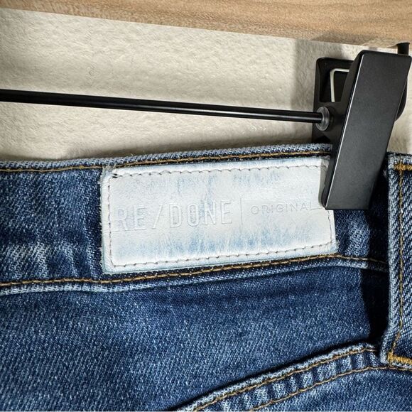 Re/Done Originals High Rise Ankle Crop Jeans in Mid 70s Wash Button Fly Size 30 - Picture 7 of 10